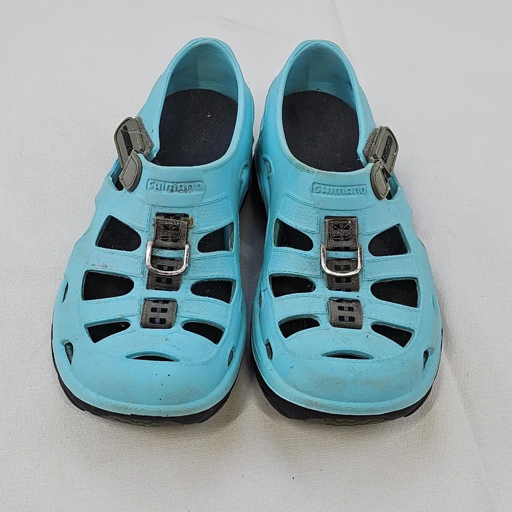 Shimano Evair Marine Shoes Light‎ Blue Fishing Boating Sandals Mens 5 Womens 7